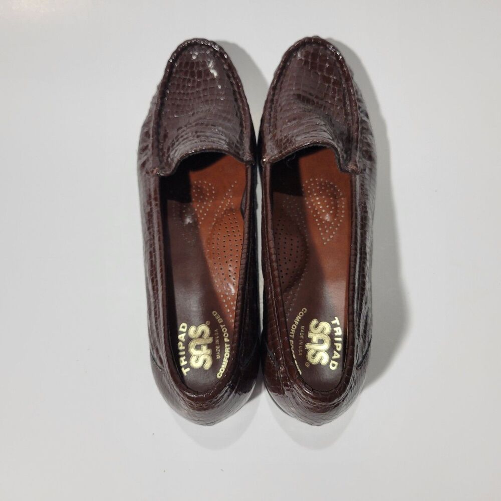 Sas Womens Slip On Embossed Loafers Brown 8.5 Small - Picture 8 of 11